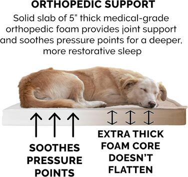 Гіркий собачий лежак Furhaven з охолоджуючим гелем, водовідштовхувальний, для собак великих та середніх порід, до 25 кг, знімний, пральний чохол, внутрішній розмір 135 x 102 x 13 см, матеріал Oxford Polycanvas, з логотипом, для використання в приміщенні т