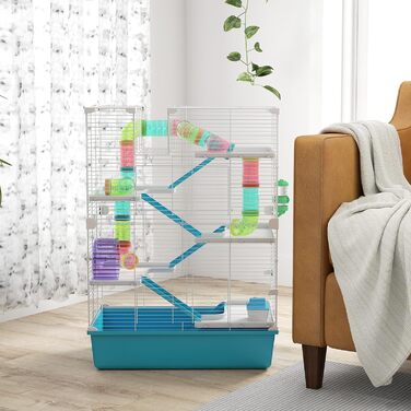 Клітка для хом'яків PawHut 6 поверхів, 58 x 36 x 81 см, блакитна