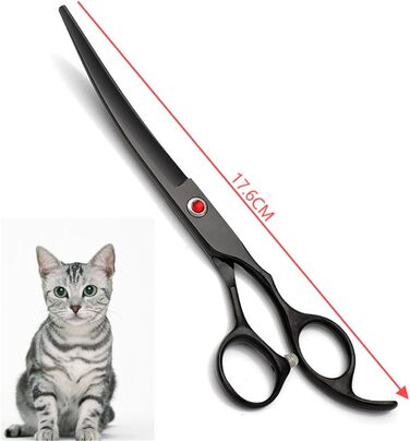 Набір професійних ножиць для грумінгу собак та котів 7.0 дюймів (5-в-1), нержавіюча сталь 440C, з витончувальним ножем, вигнутими та прямими ножицями, гребінцем для шерсті