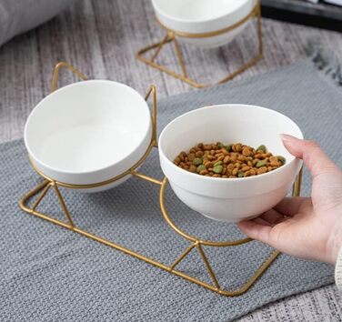 Керамічна годівниця для котів Anseom з підставкою, подвійна миска