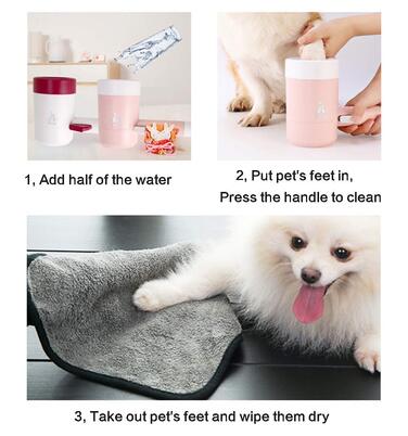 Миска для миття лап собакам Pet Clean, силіконова мийка для лап, щітка для лап, мийка для собак, портативна щітка для чищення тварин, мийка для лап собак і котів (рожева)