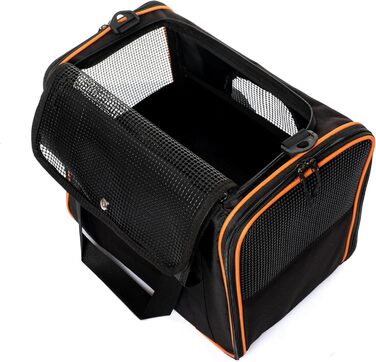 Транспортна сумка для котів та собак Brave Paws, міцна сітка, зручна, дихаюча, з безпечними застібками та складною мискою (чорна)
