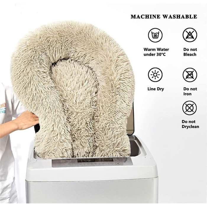 М'яке кругле ліжко для собак та котів Lukery з плюшу, зручне лежанка-пончик для собак та котів, м'яке ліжко для собак з плюшу для маленьких, середніх та великих тварин (110см, Темно-коричневий)