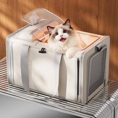 Транспортна сумка для собак та котів, переноска для цуценят, кремового кольору. Ідеально для подорожей, прогулянок та кемпінгу