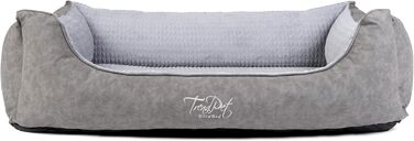TrendPet VitaBed Style - Ортопедичне ліжко для собак, штучна шкіра зовні, пухнасте всередині (140x115 см, Сірий)