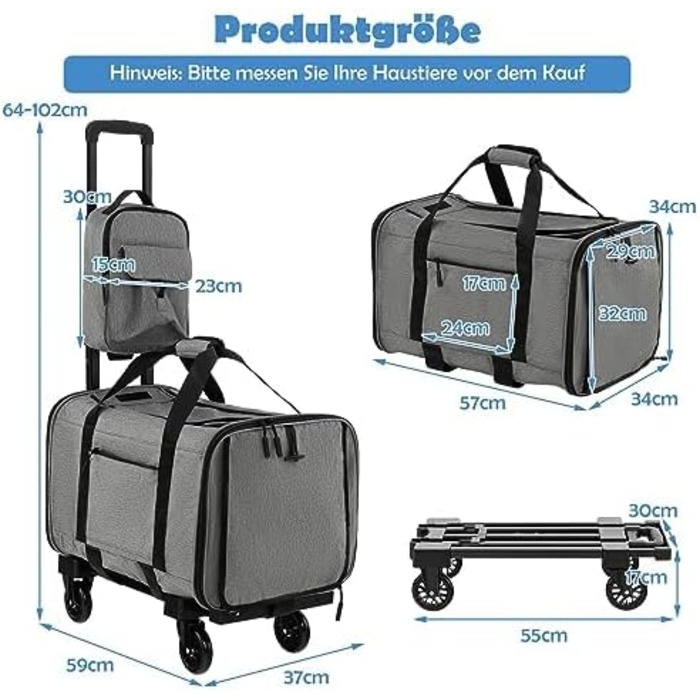 Транспортна переноска для тварин FANTASK з телескопічною ручкою та колесами