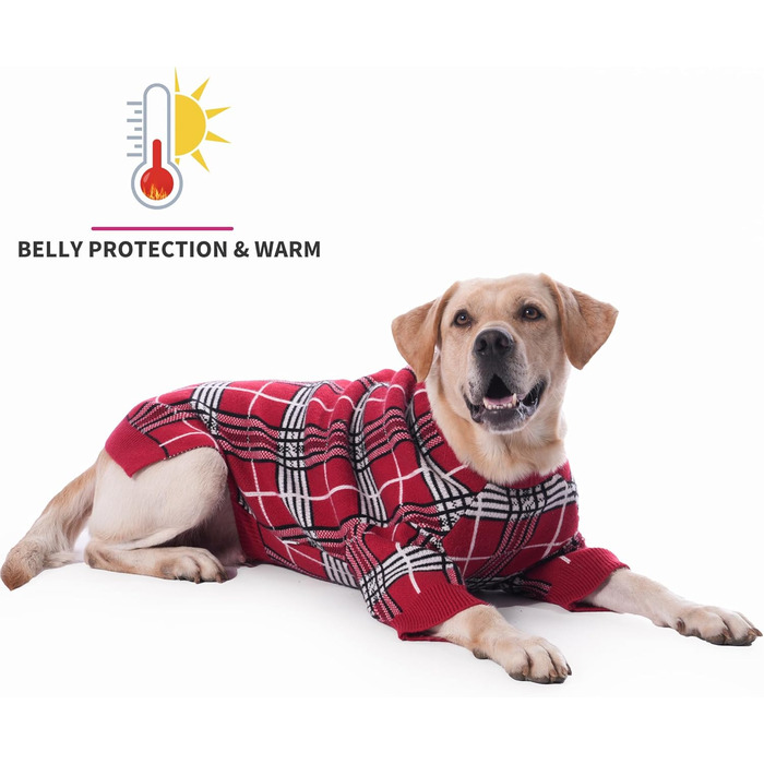 LovinPet Пуловер для собак великих порід, класичний, вітронепроникний, британський клітинний візерунок, теплий жилет для собак середніх та великих порід, розмір L