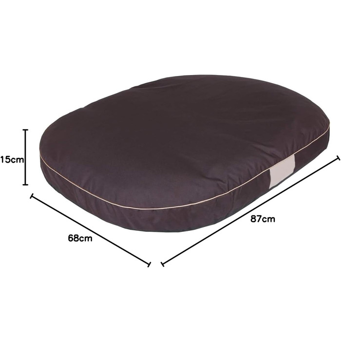 Кругла лежанка для собак Oval - міцна, водонепроникна, з м'яким наповнювачем, 87x68x15 см, коричнева