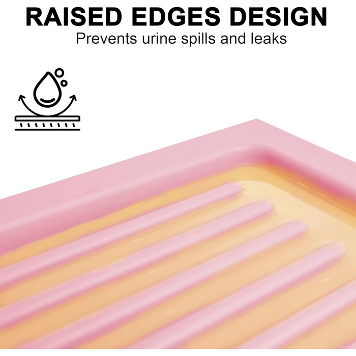 Килимок для котячого туалету PetNova, 101,6 x 76,2 см, силікон, вологостійкий, з рифленням, легко чистити, для кількох котів, рожевий
