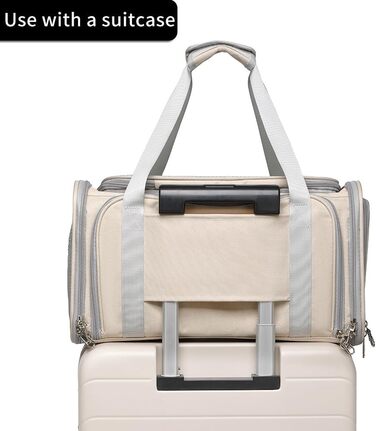 Сумка-переноска для котів та маленьких собак, схвалена авіакомпаніями, дихаюча та складана, для подорожей, бартагаме, цуценят, підвісна переноска (Хакі, розширювана)