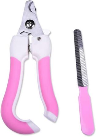 Кусачки для собак та котів, професійні, з нержавіючої сталі, з захистом від перерізання, рожеві