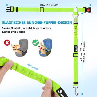 Ремінь безпеки для собак у машину SlowTon 2-в-1, з кріпленням на підголівнику, універсальною пряжкою та регульованою світловідбиваючою гумкою, 2 шт. (Підголівник + Кліп)