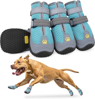 Зручні собачі черевики LUCKYPAW з дихаючої сітки для захисту лап влітку та взимку. Антиковзкі, з відбиваючими елементами, для прогулянок, хандрингу та активного відпочинку на вулиці.