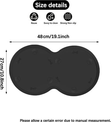 Силіконовий килимок для тварин, вологостійкий килимок для собак та котів з піднятими краями, 48 x 27 см