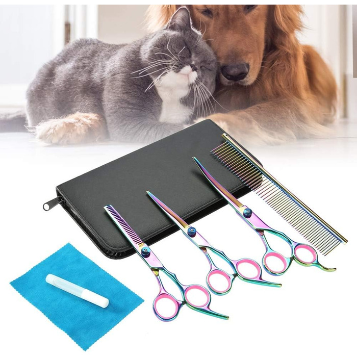 Набір ножиць для собак Sonew 6 шт. з нержавіючої сталі, кольоровий, для стрижки та грумінгу