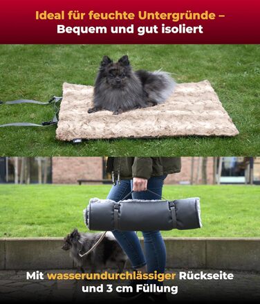 Водонепроникна лежанка-ковдра для собак HS-Hundebett Outdoor S 55x75 см, 3 см наповнювач, для подорожей і дому, тауп, вироблено в Німеччині
