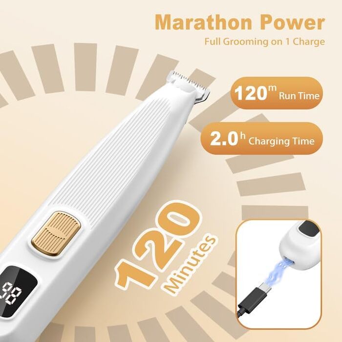 Триммер для лап собак YAZ EKY Leise - професійна машинка для грумінгу з LED-підсвічуванням, водонепроникний, USB-зарядка, для собак та котів