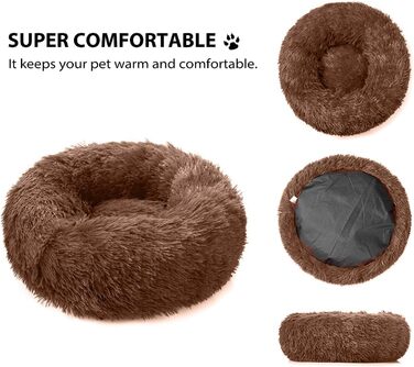 М'яке ліжко для собак та котів PETCUTE - кругленьке, мите, коричневе