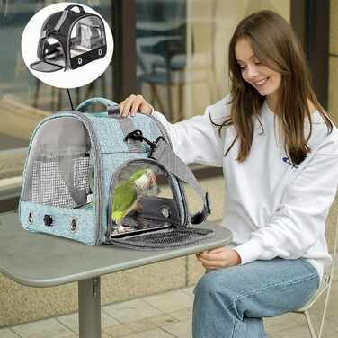 Транспортна сумка для папуг, переносна сумка для птахів з підставкою та підносом з нержавіючої сталі, легкий рюкзак для папуги, складана переносна коробка для птахів, переносна сумка для маленьких птахів, для папуг (чорна)