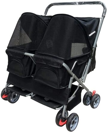 Дитяча коляска для кота та собаки 2в1, чорна з дощем, легко складається