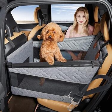 Автокрісло для собак великих порід до 50 кг, стабільне, водовідштовхувальне, неслизьке (сірий, 56x56 см)