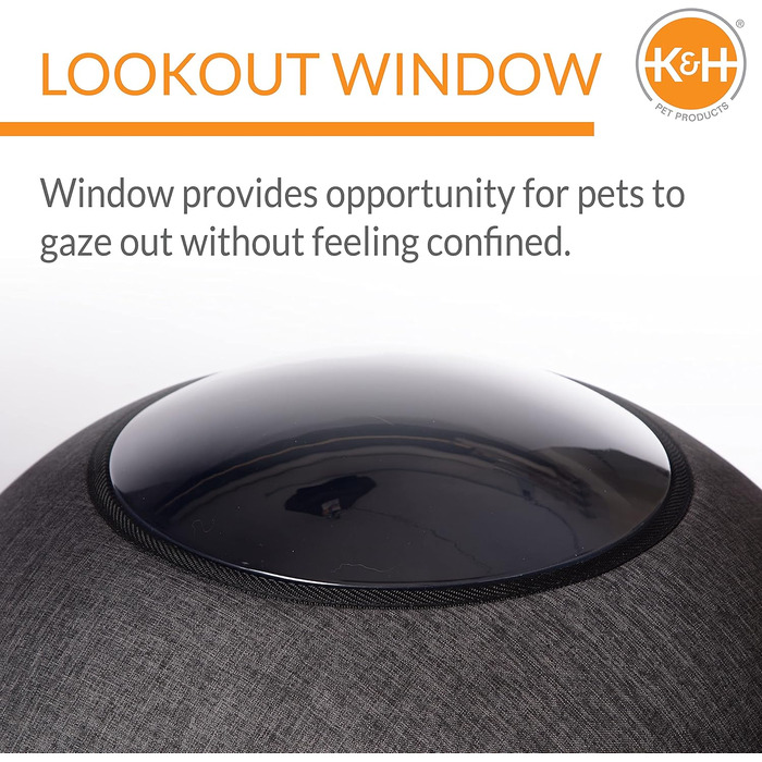 Тепле лежанка-будка K&H Thermo Lookout Pod для котів і малих собак, з підігрівом, для дому, складана, знімна подушка, безпечна