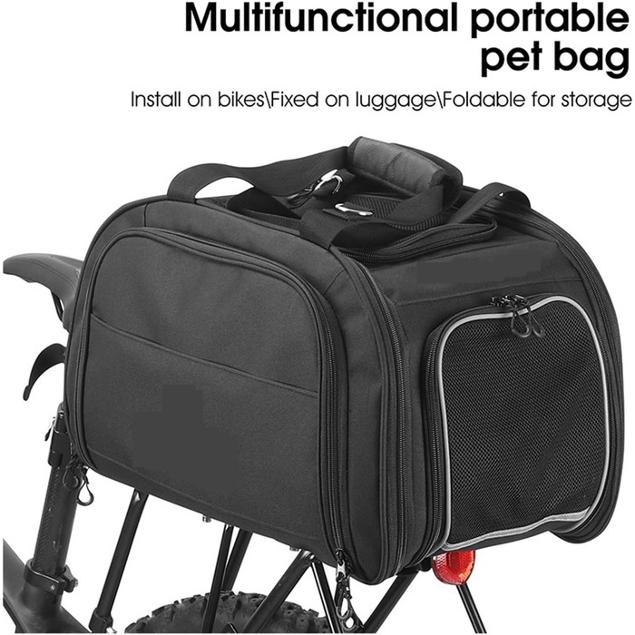 Фаркоп для велосипеда, переноска для тварин, чорний - переноска для кота/собаки, багажник для велосипеда, 1x1x1 см