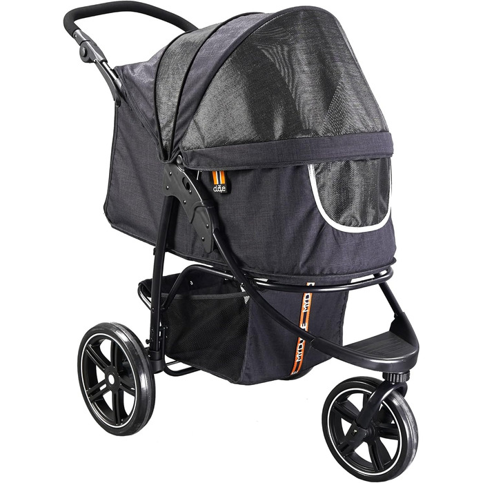 COOPER Складаний візок для собак до 32 кг | Регульована висота, кошик для покупок, Soft Touch ручки, світловідбиваючі елементи | Ідеальний для транспортування домашніх тварин (Чорний)