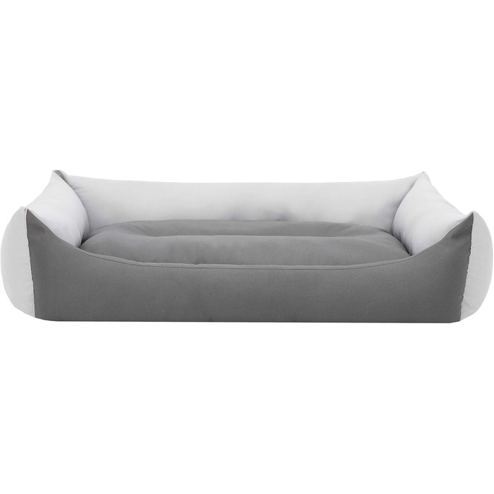 М'яке ліжко-софа для собак XL, 82x60 см, чорний колір, з екологічної льону (графіт з сірими боковинами)