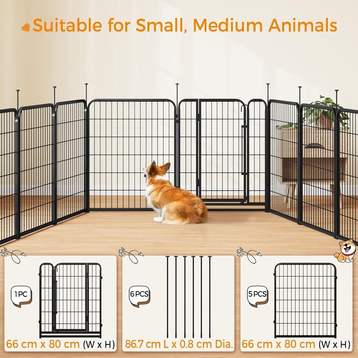 Вольєр для собак Yaheetech 8-секційний, 80 см, для квартири та саду, складаний, без інструментів