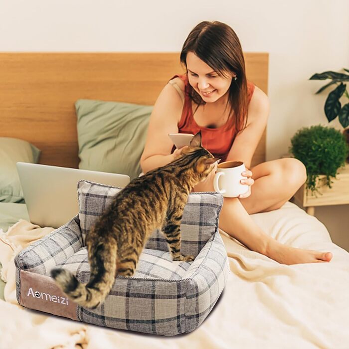 Ортопедичне ліжко для собак середніх та великих порід PETCUTE з знімним та миючим чохлом, антиковзаюче дно, м'яке диван-ліжко, сірий колір, з підголівником