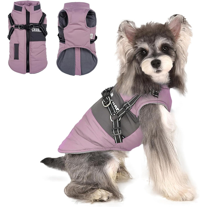 Зимовий одяг для собак: теплий одяг для цуценят та собак середніх розмірів (XXL, блакитний) з світловідбиваючим жилетом