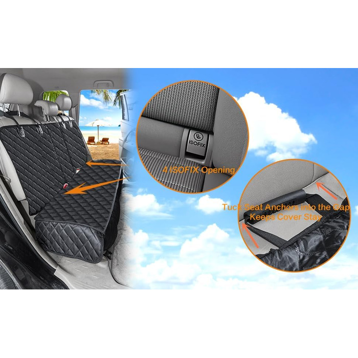 Водонепроникна накидка для автосидіння ISOFIX ANOSOSPECIAL XL, захисна накидка для заднього сидіння авто для собак, універсальна для SUV, чорна, стійка до подряпин