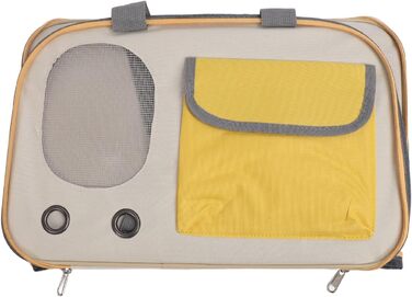 Транспортна переноска для котів та собак LUCKDANO, складана, з регульованим ременем, міцна, стильна (жовта)