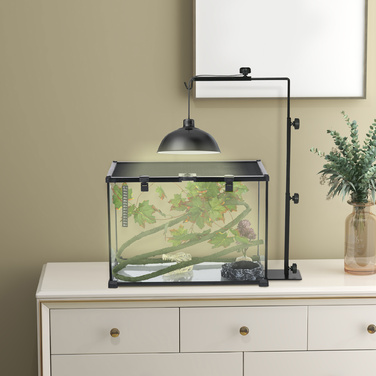 PawHut Reptile Lamp Stand Регульований тримач для теплових ламп з 4 дротяними прорізами сталевий чорний для тераріумів