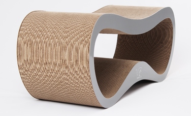 Дряпалка для котів HomeCatty, сіра, до 60 см, картонна, 2 рівні