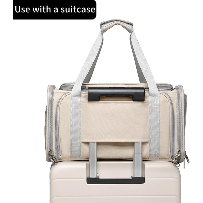 Сумка-переноска для котів та маленьких собак, схвалена авіакомпаніями, дихаюча та складана, для подорожей, бартагаме, цуценят, підвісна переноска (Хакі, розширювана)