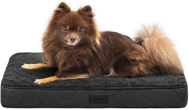 Ортопедичне ліжко для собак Lionto, 60x40x8 см, міцне, з м'яким плюшем, знімний та пральний чохол, водовідштовхувальне, для собак та котів, чорне