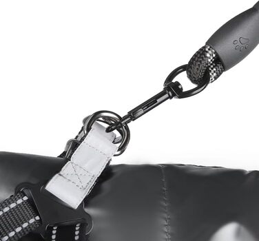 Водонепроникна куртка для собак 2-в-1 зі вбудованим шлейкою – зимова куртка з відбиваючими елементами для собак маленьких, середніх та великих порід – вітронепроникна, зручна та легка у догляді, сіра, розмір S