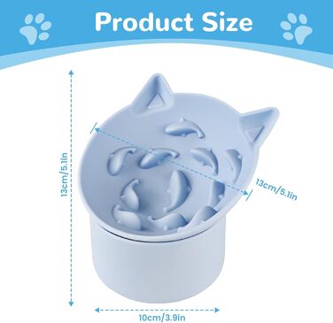 Підвищений годівниця для котів - годівниця для повільного годування, силікон, регульована висота, блакитна