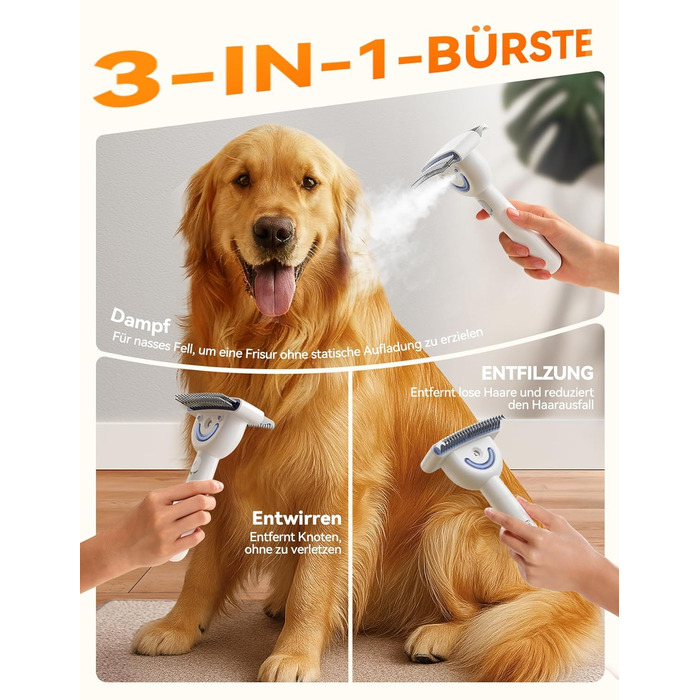 Щітка для вичісування підшерстка собак та котів FEELNEEDY, 4 в 1, для довгошерстих порід, 23+35 зубців, двосторонній спрей, 2 щітки з кожної сторони