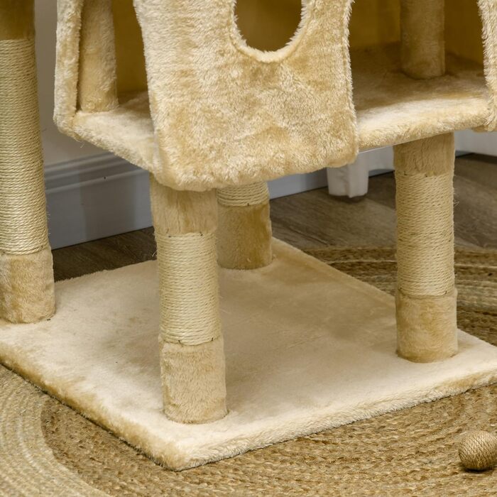 Дряпка для котів Pawhut, 180x60x50 см, бежевий, ігровий комплекс