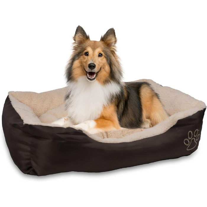 Крісло-ліжко для собак: м'яке, зручне, 61x48x18 см. Крісло для собак з флісу та нейлону, легко миється, підходить для маленьких та великих собак (Бежево-коричневе)