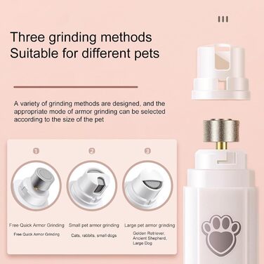 Безшумний шліфувальник для собак 2024, акумуляторний, 2 швидкості, 3 насадки, USB-зарядка, догляд за шерстю, зелений