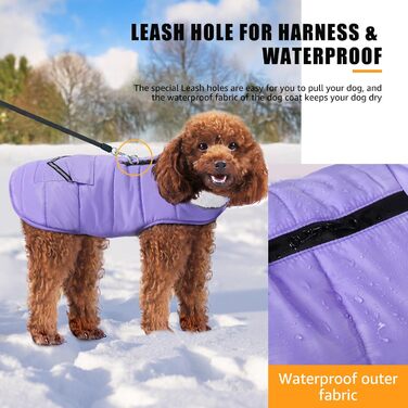 iBuddy Зимовий теплий водонепроникний теплий жилет для собак, жилет для собак, для великих собак, дівчаток, хлопчиків (фіолетовий, середній)