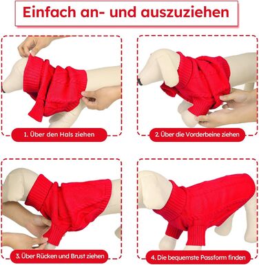 Теплий зимовий светр для собак середнього розміру Queenmore (M, червоний) - для такс, бульдогів, чихуахуа, коргі