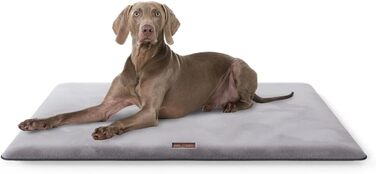 М'яка лежанка для собак Knuffelwuff Sunport 100x70см - для великих, середніх та маленьких собак. Сіра, з імітацією хутра. Підходить для дому, авто, кемпінгу.