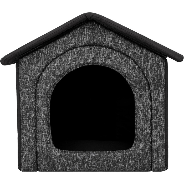 Будинок для собак та котів - великий, чорний, знімний дах, 76x72x74 см (R6/XXXL) - з екологічної тканини та Оксфорду
