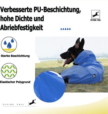 Дощовик для собак, не жорсткий, супер м'який, з відбиваючими елементами, регульований, легкий у надяганні, отвір для повідка, S-XXXXXL, блакитний, розмір S