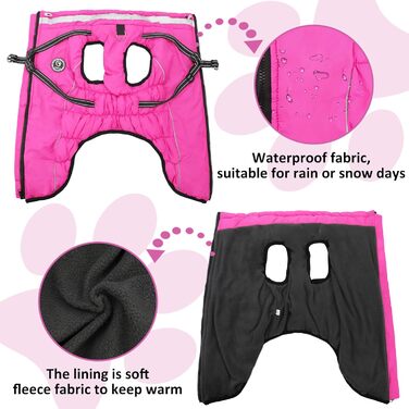 Водонепроникний зимовий одяг для собак HezzLuv, тепла куртка для собак з отвором для повідка, рожевий, 4XL